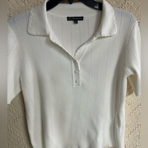 Adrianna Papell Women's Cream Button Down Shirt